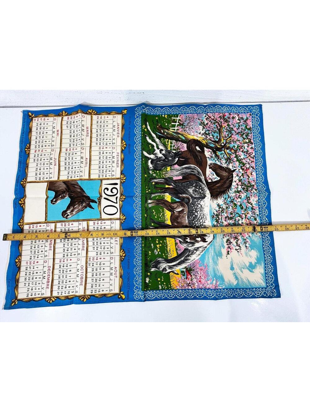 1970 Horses Calendar Tea Towel Kitchen Decor - Picture 10 of 11